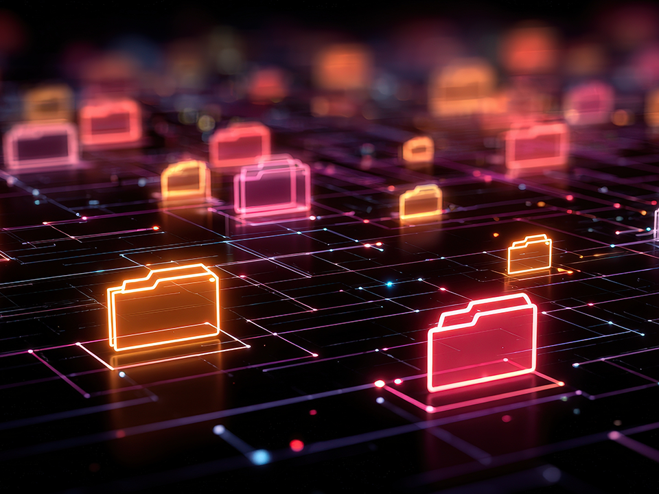 Bild mit digitalen gelben Ordnern